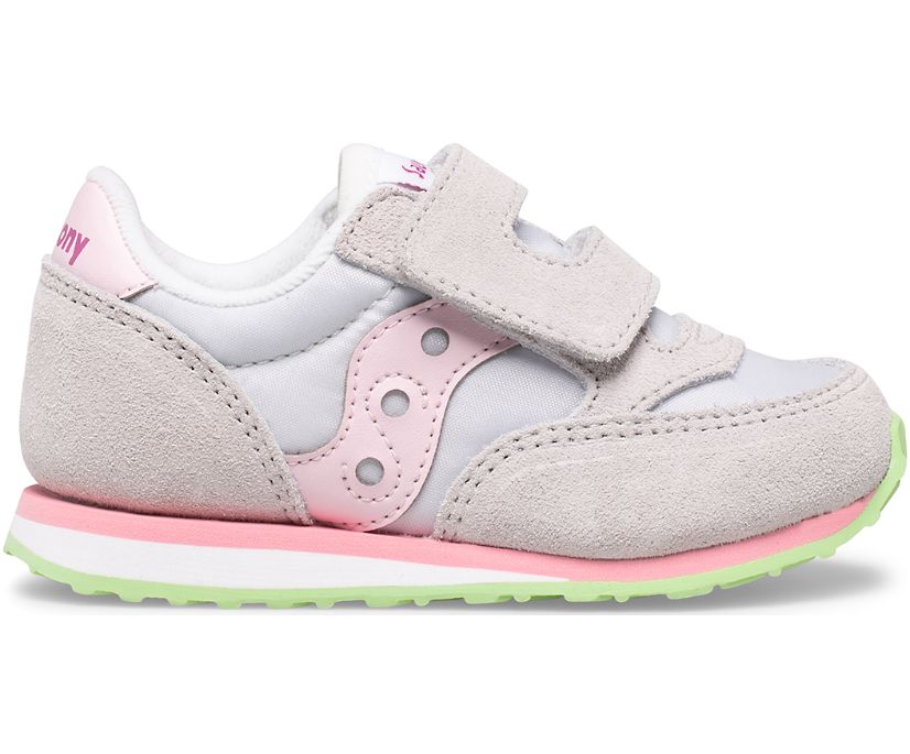 Saucony Baby Jazz Hook & Loop Kids' Sneakers Grey / Pink / Green | AU 703QMAZ